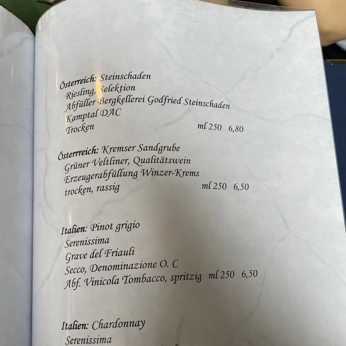 Speisekarte, Gaststätte Neuwirt