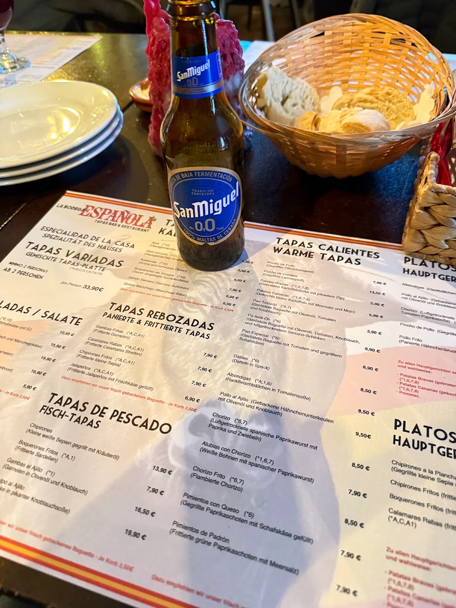 Speisekarte, La Bodega Espanola