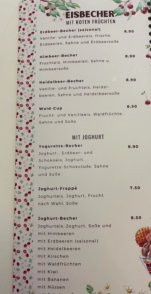 Speisekarte, Eiscafé Florenz Leipzig