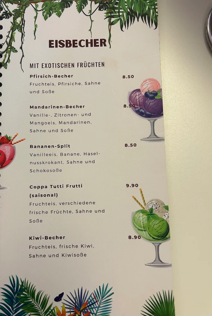 Speisekarte, Eiscafé Florenz Leipzig