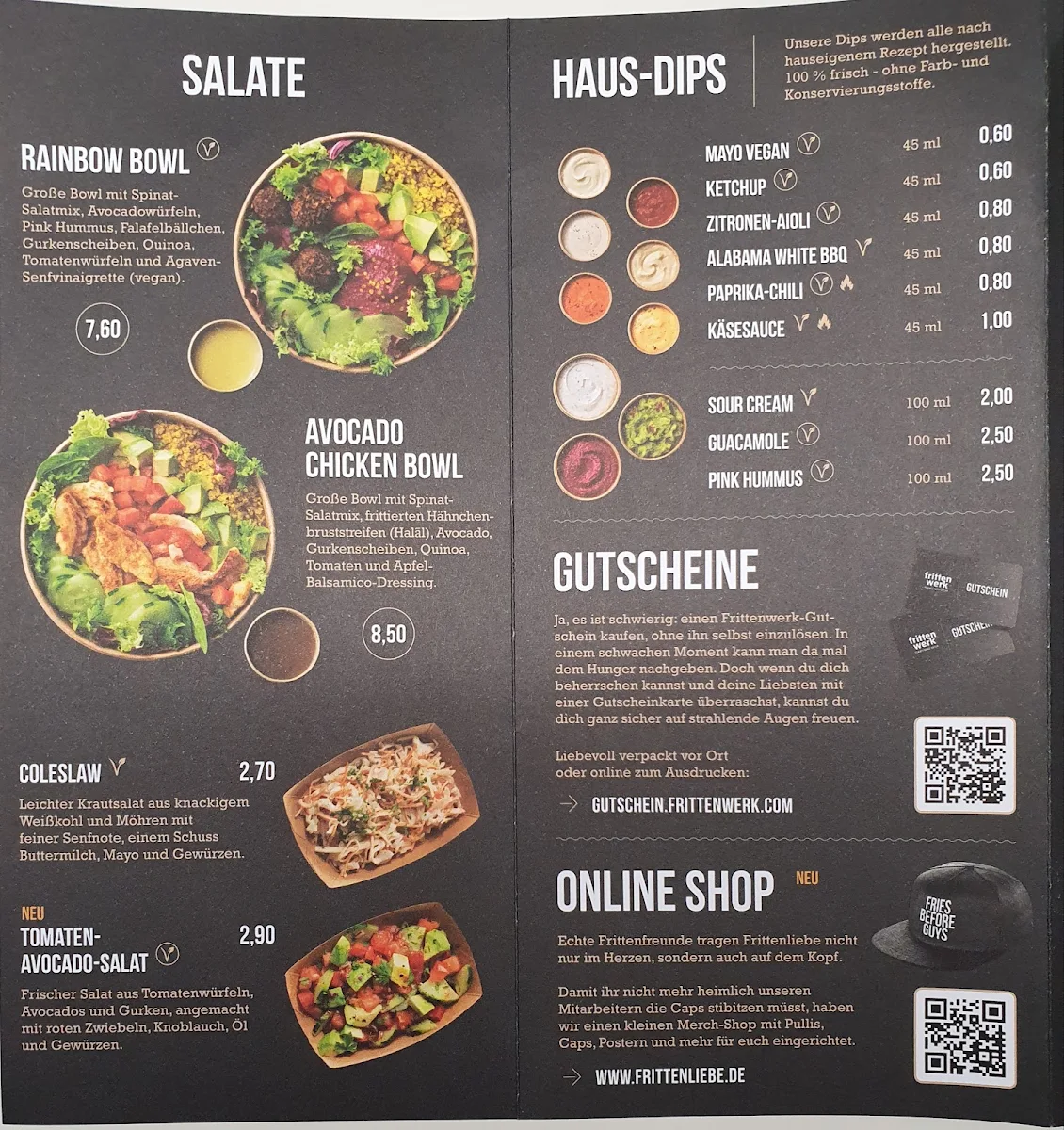 Speisekarte, Frittenwerk Münster