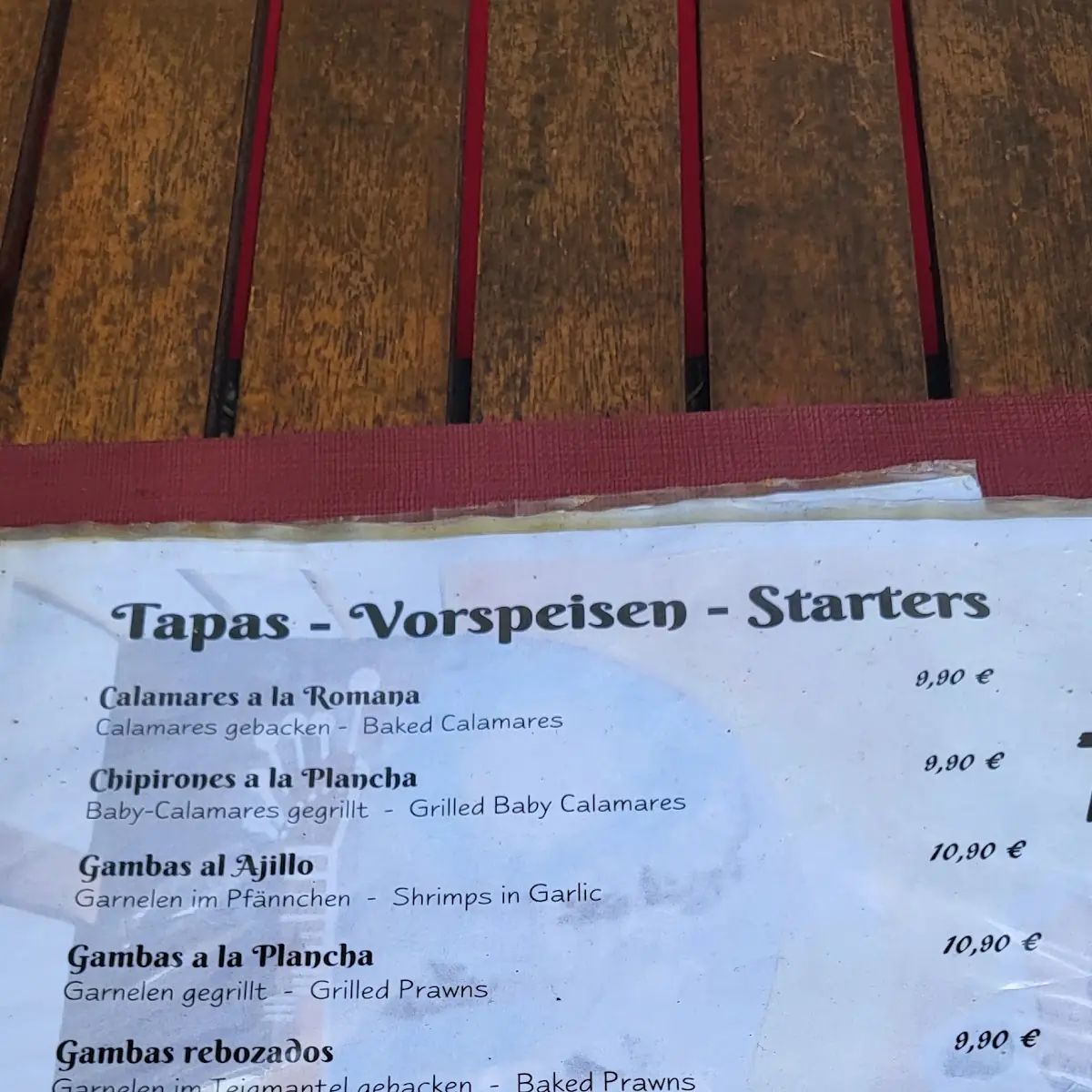 Speisekarte, Restaurante Andalucia - Mannheim