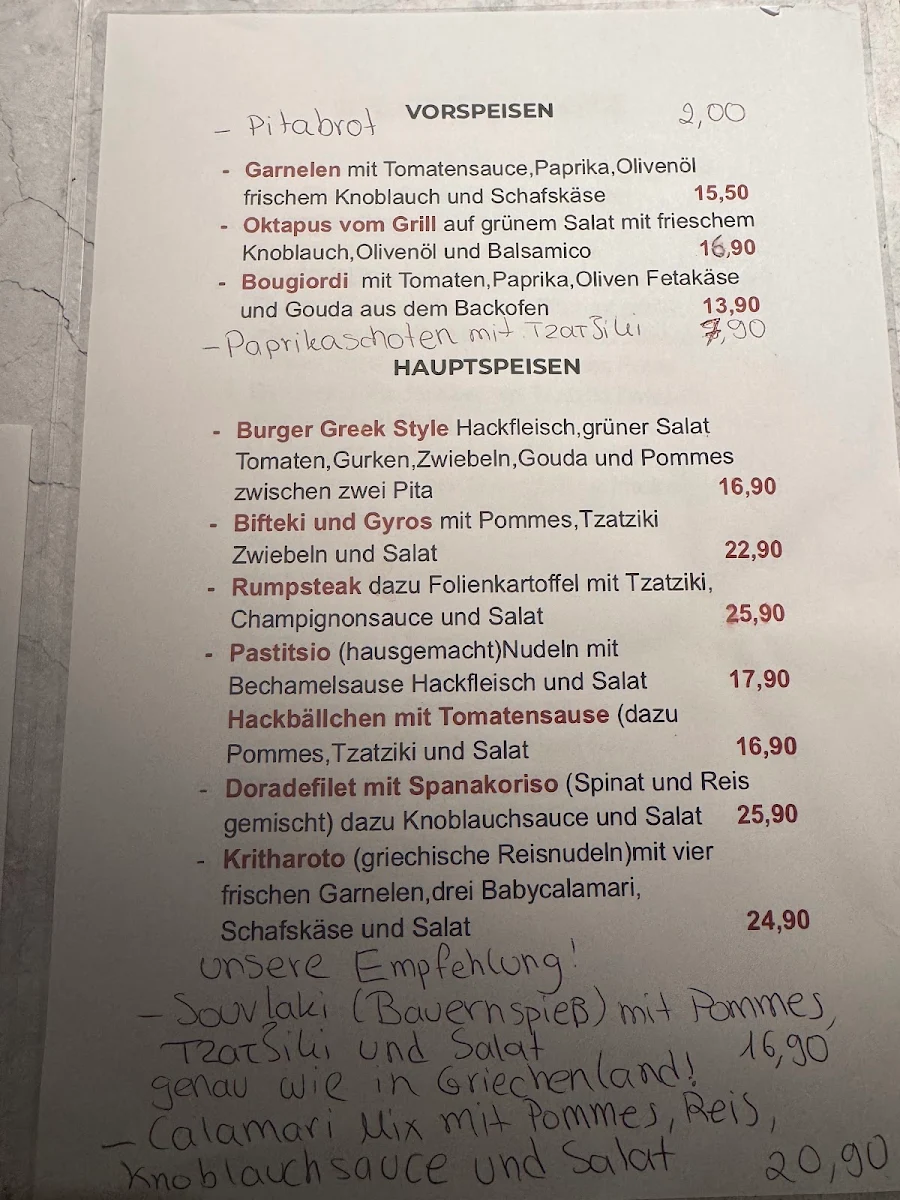 Speisekarte, Brusco