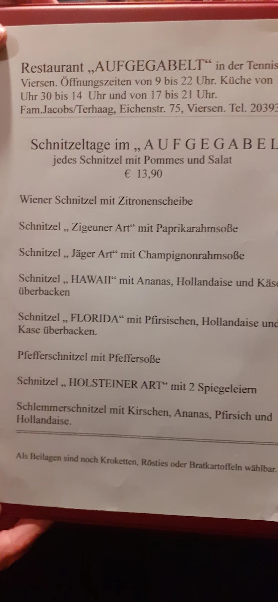 Speisekarte, Aufgegabelt