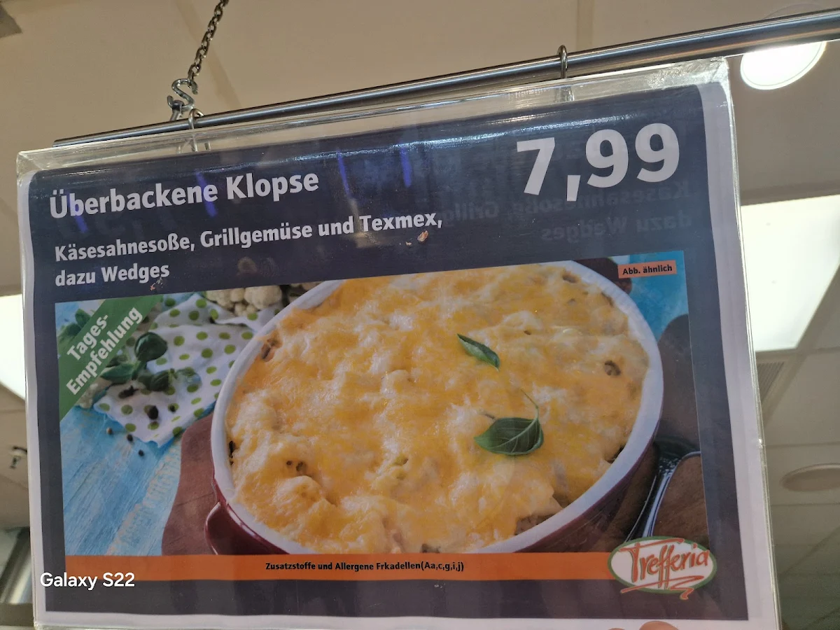 Speisekarte, Trefferia im Globus Baumarkt