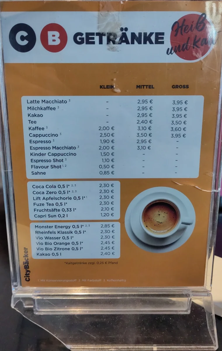 Speisekarte, Citybäcker