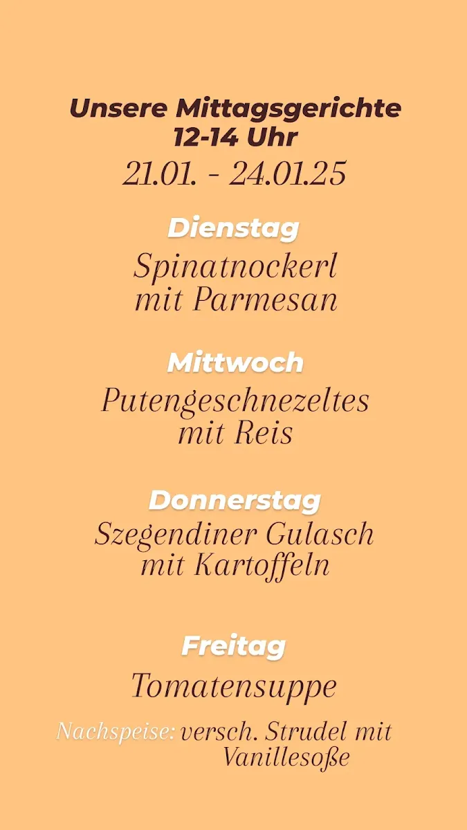 Speisekarte, Kaffee Ratscherl