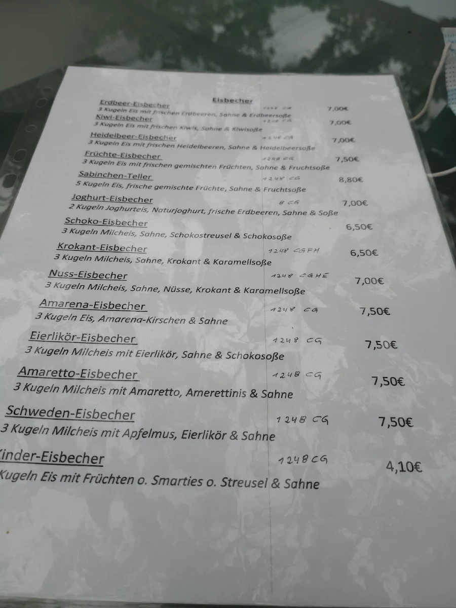 Speisekarte, Sabinchen - Eiscafé - Bistro