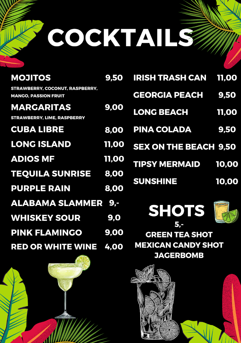 Speisekarte, Happy’s Sports Bar
