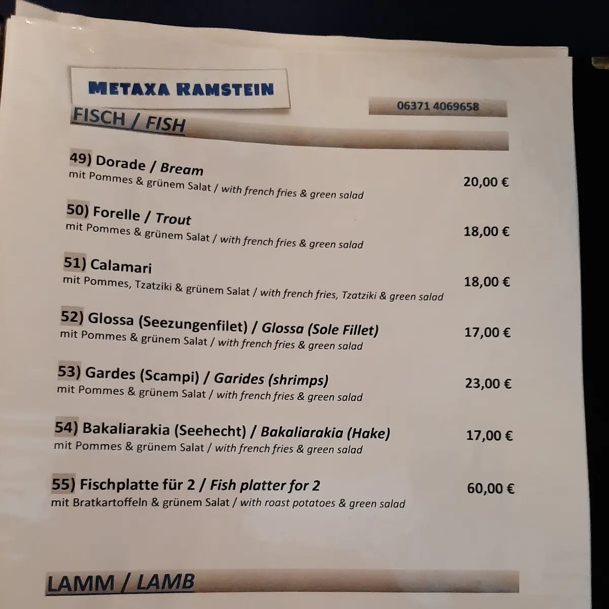 Speisekarte photo 2