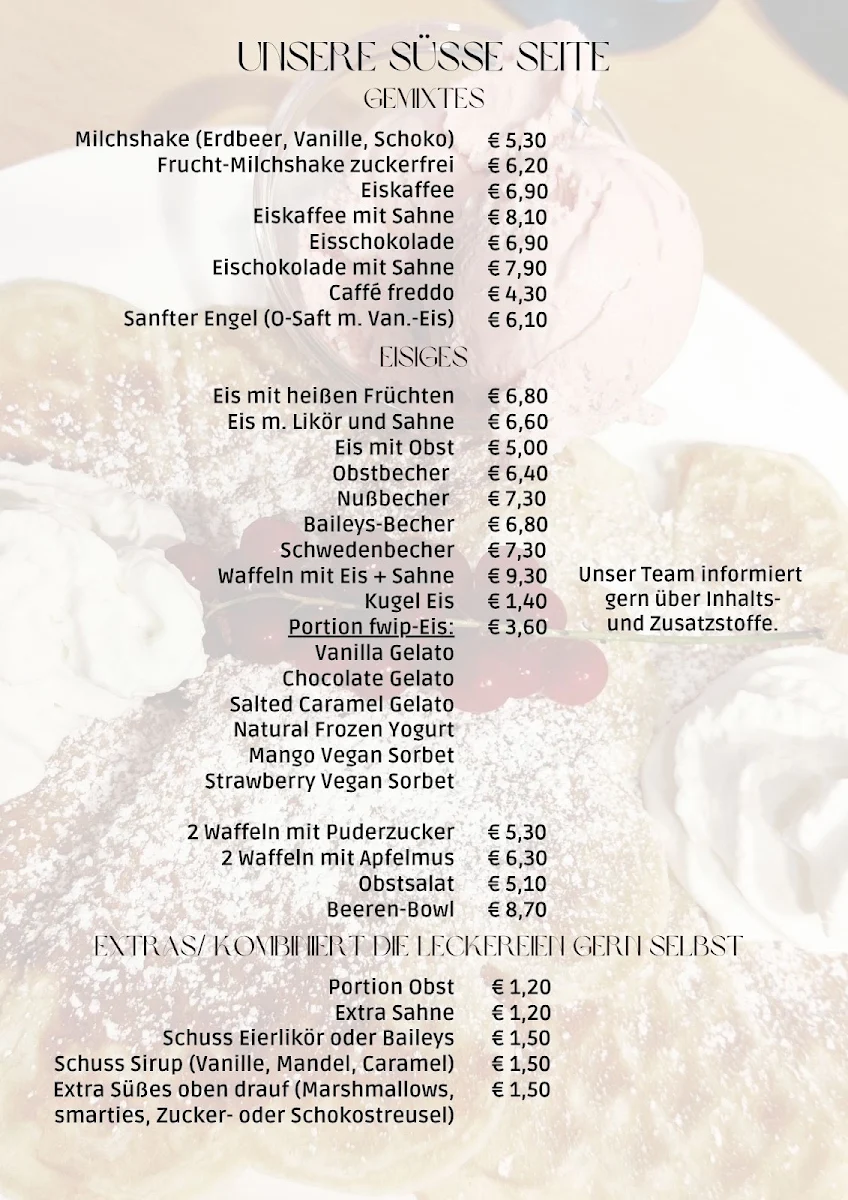 Speisekarte, Sabines Familien-Café