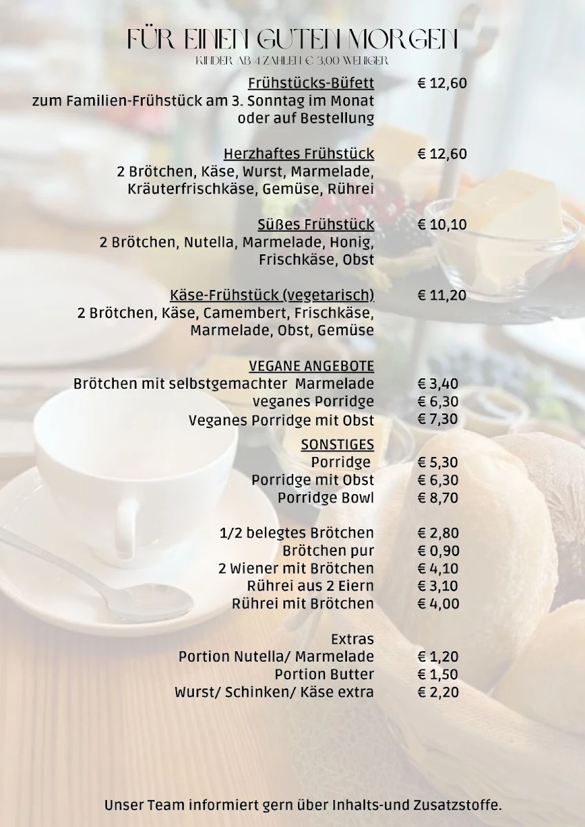 Speisekarte, Sabines Familien-Café