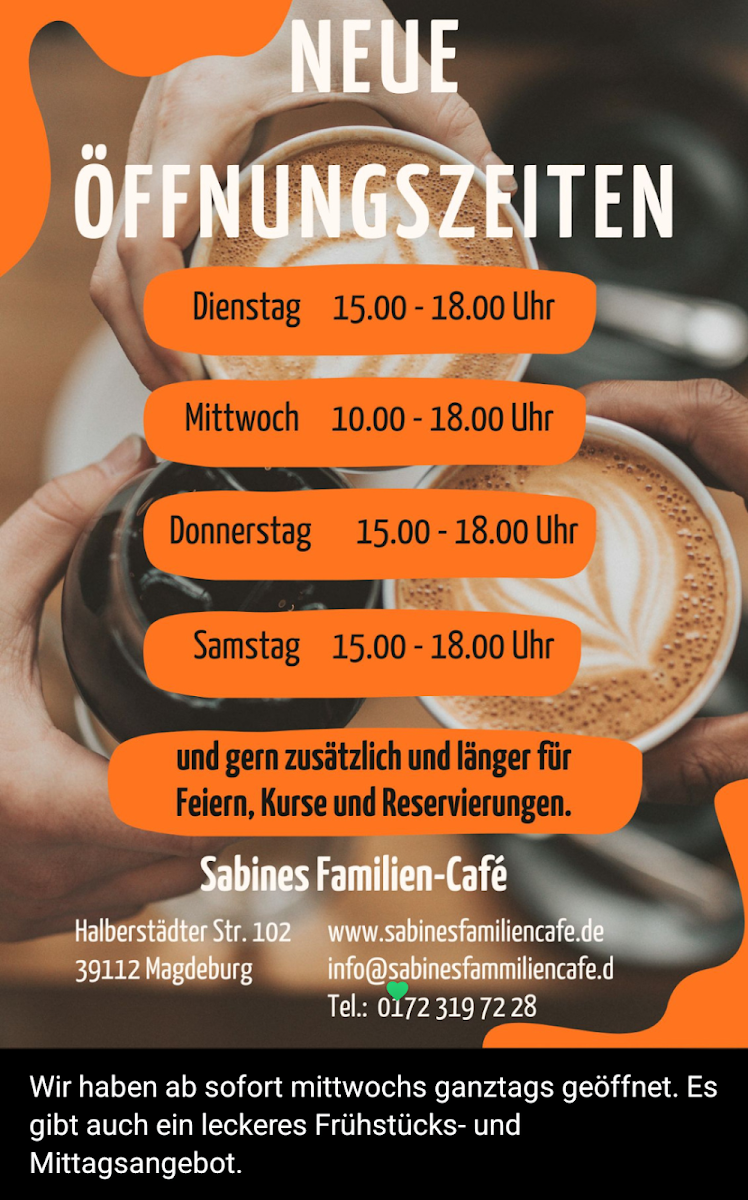Speisekarte, Sabines Familien-Café