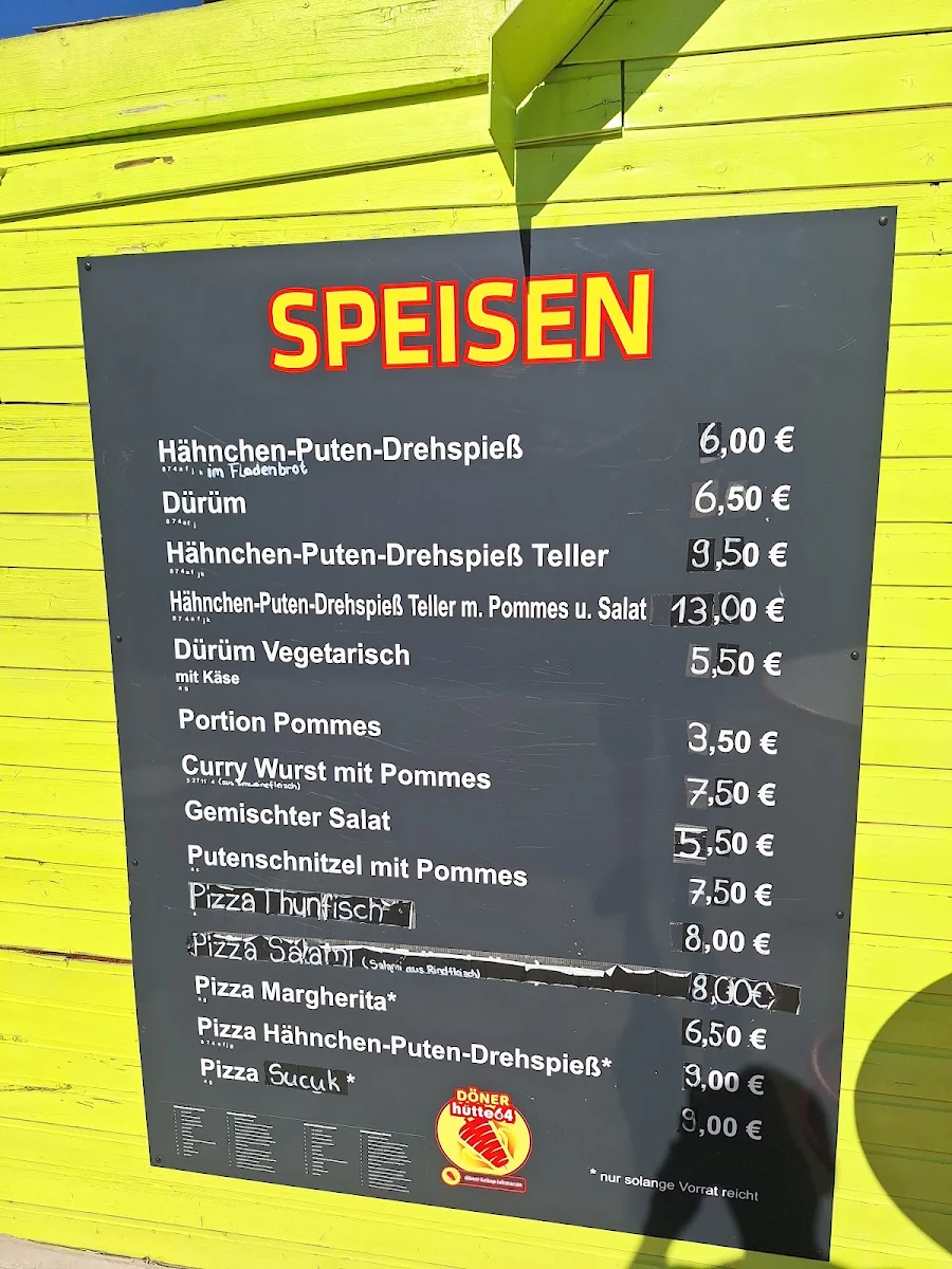 Speisekarte, Döner Hütte 64