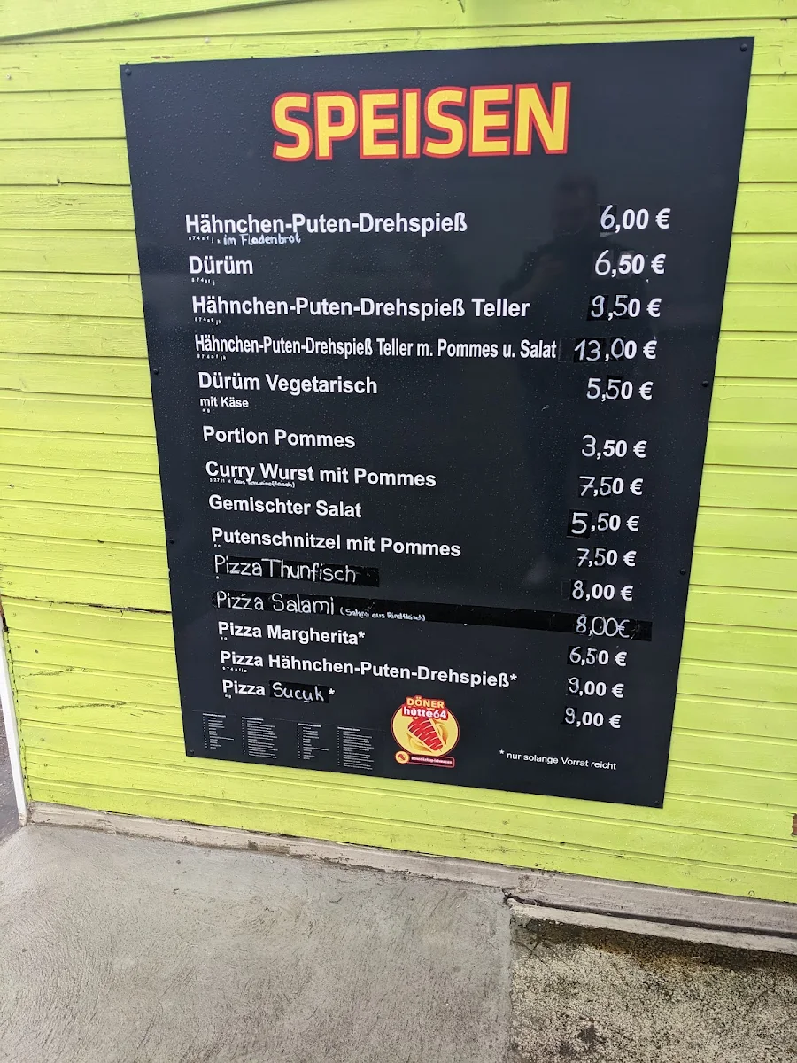 Speisekarte, Döner Hütte 64