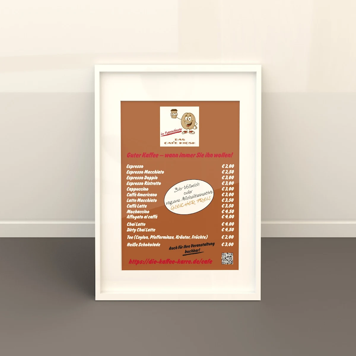 Speisekarte, Café Kiosk