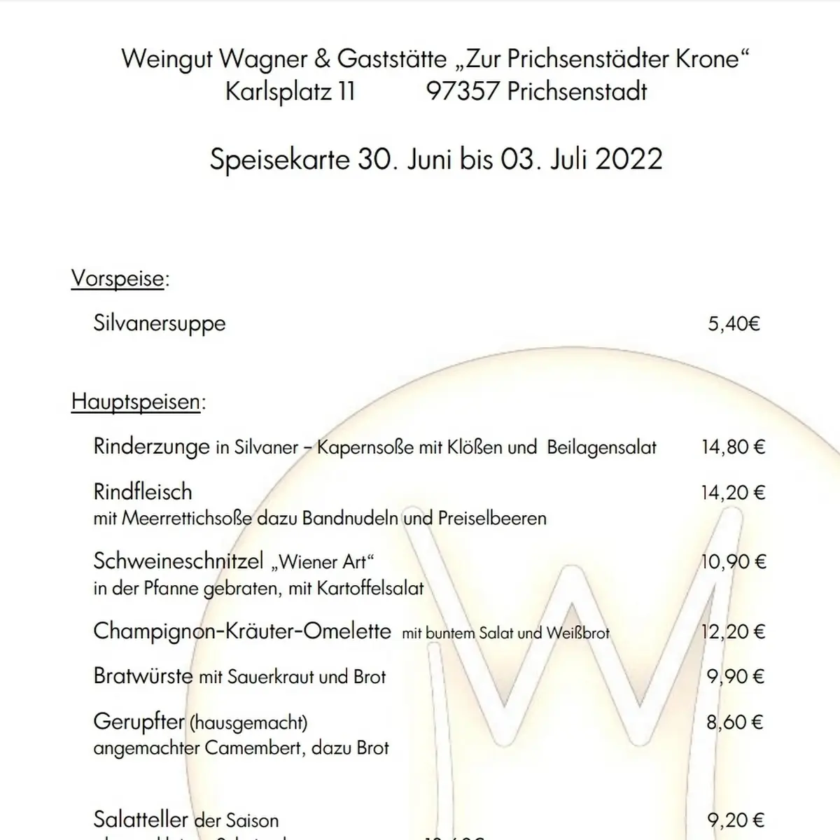 Speisekarte photo 1