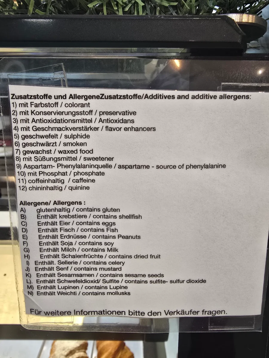 Speisekarte, Cicala Caffetteria
