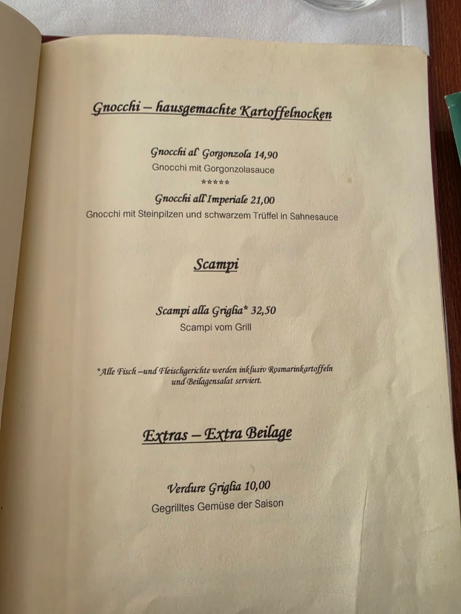 Speisekarte, Osteria Federico Secondo