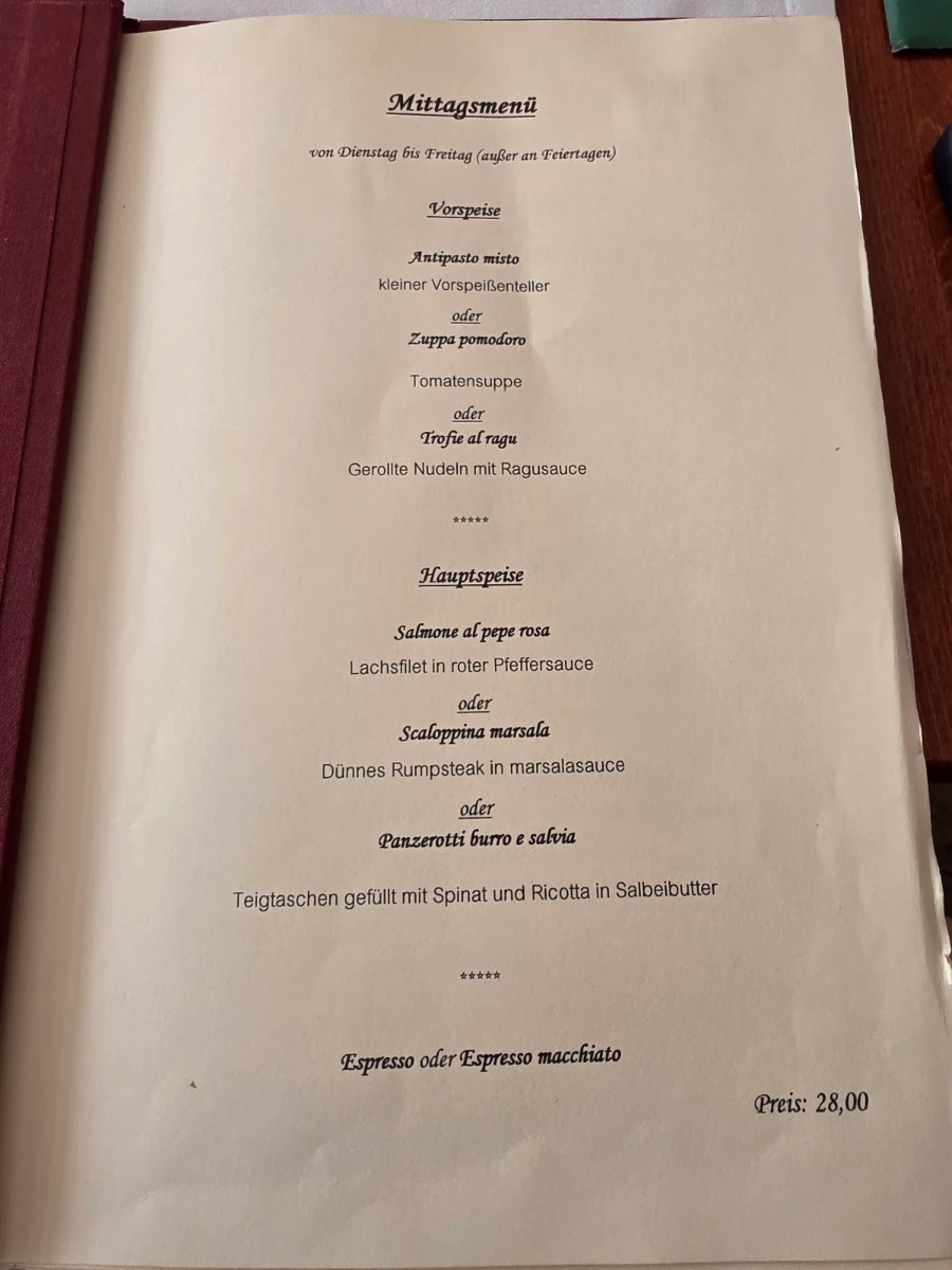 Speisekarte, Osteria Federico Secondo