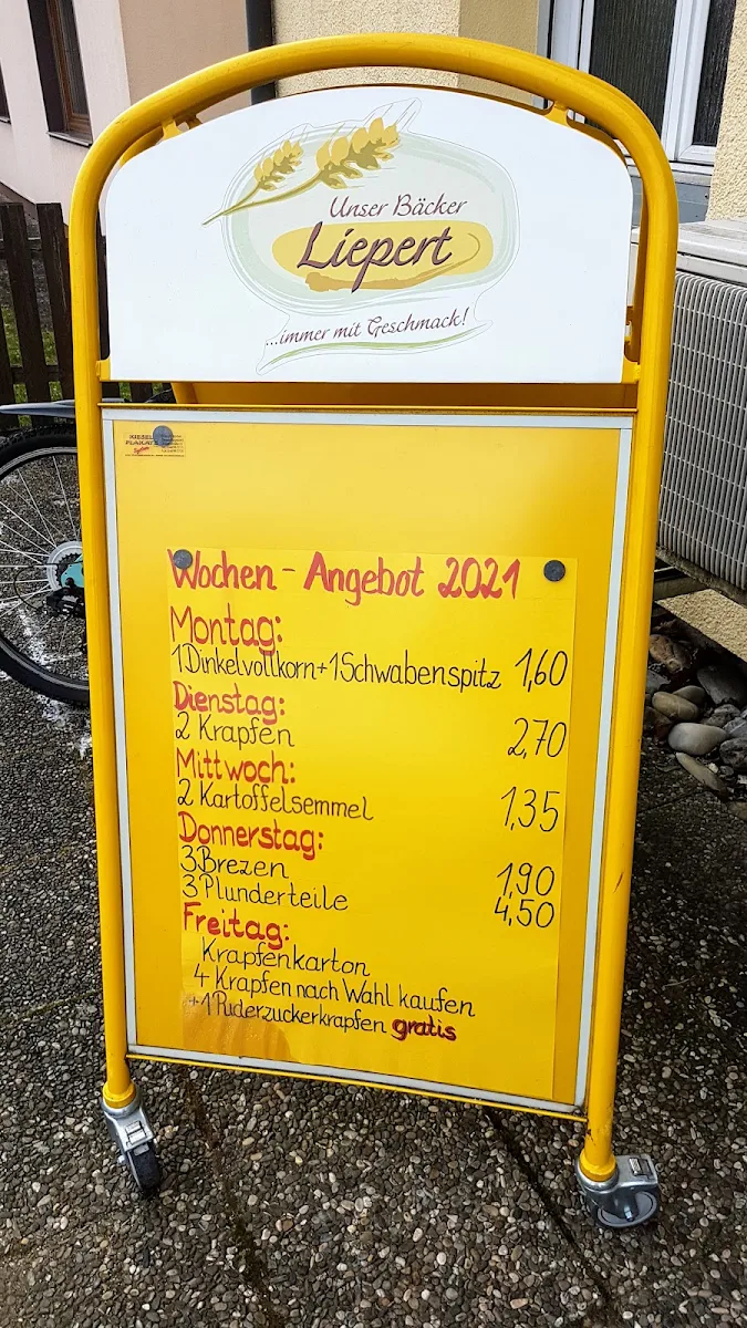 Speisekarte, Bäckerei Liepert
