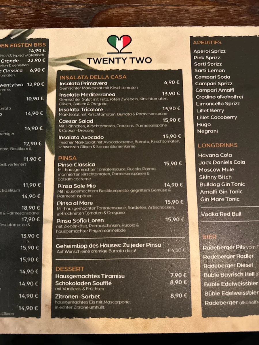 Speisekarte, Twenty Two Dresden