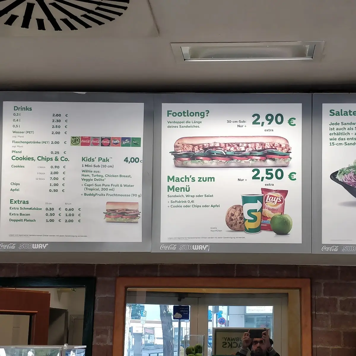 Speisekarte, Subway