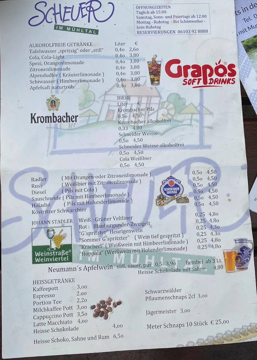 Speisekarte, Scheuer im Mühltal