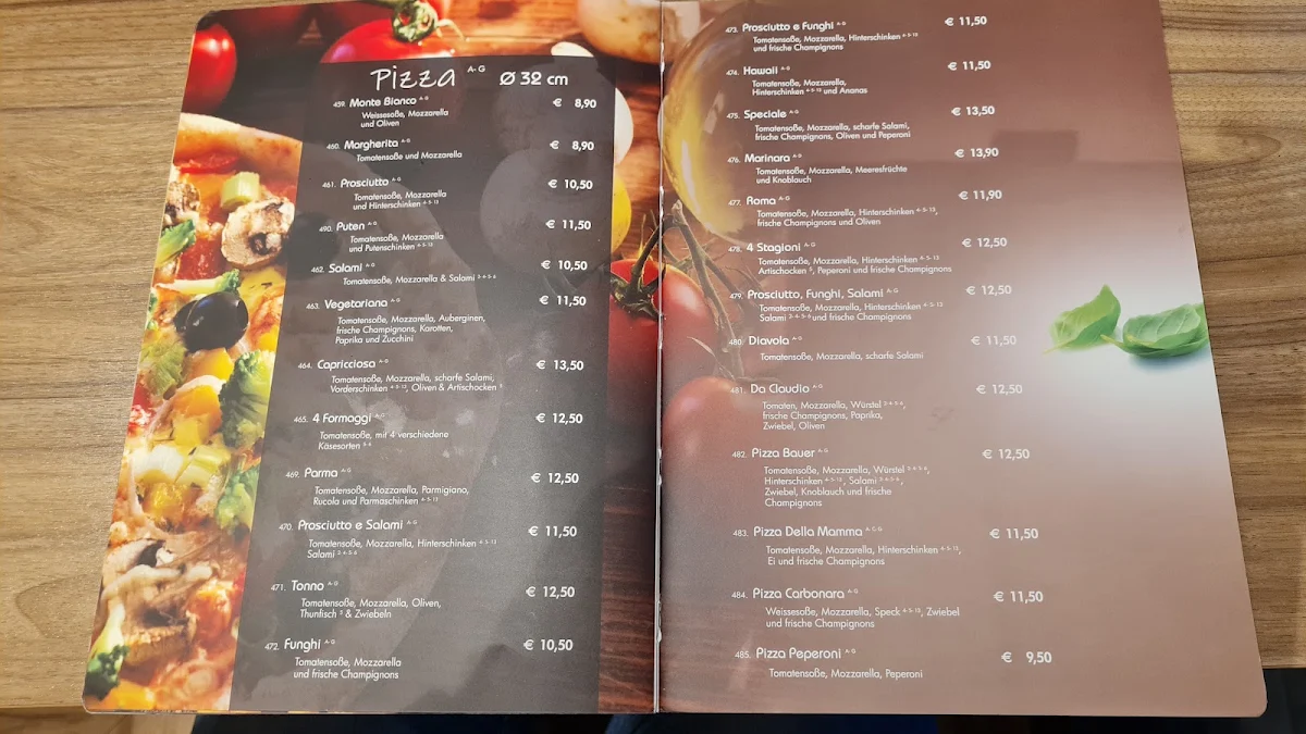 Speisekarte, Eiscafé da Claudio