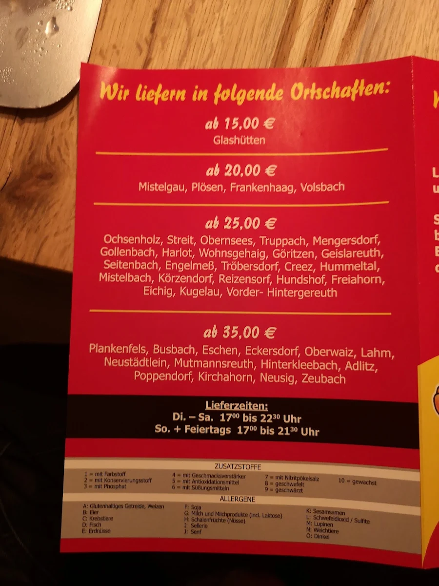 Speisekarte, Lottes Pizzaservice