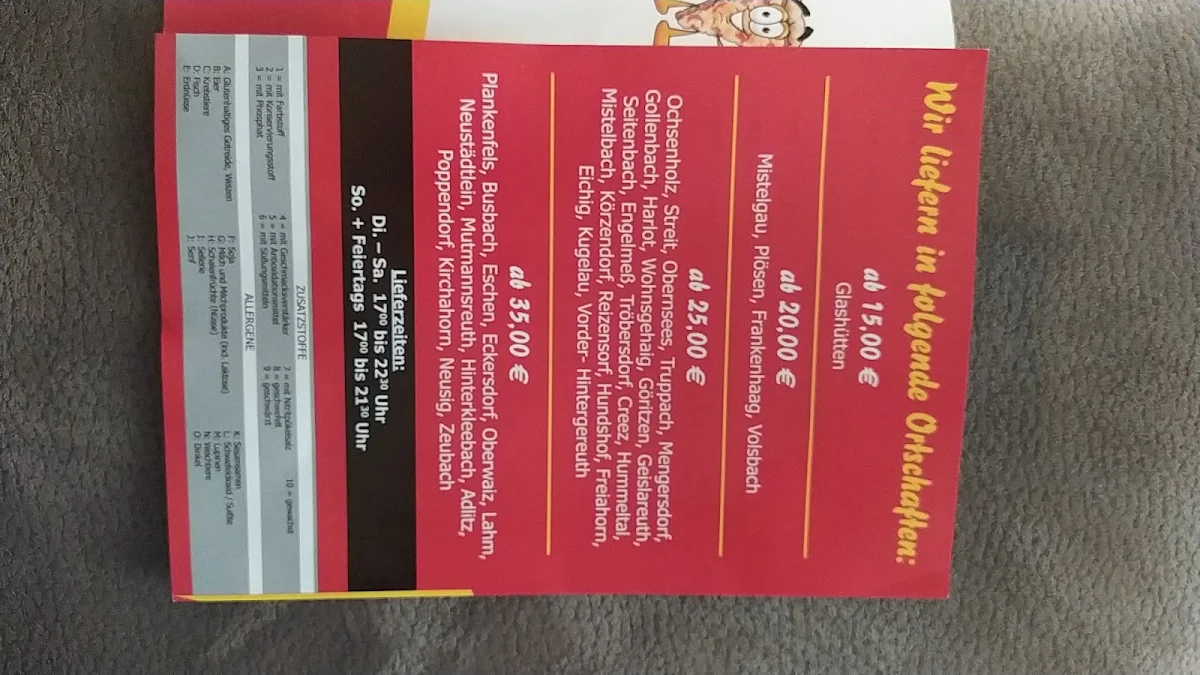 Speisekarte, Lottes Pizzaservice
