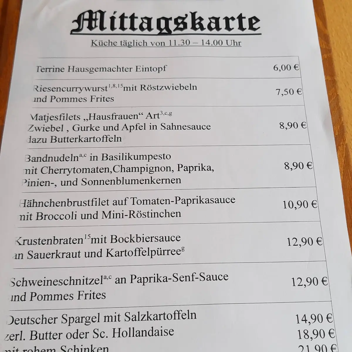 Speisekarte photo 1
