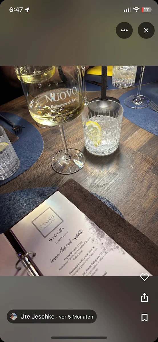 Speisekarte, NUOVO Restaurant & Bar