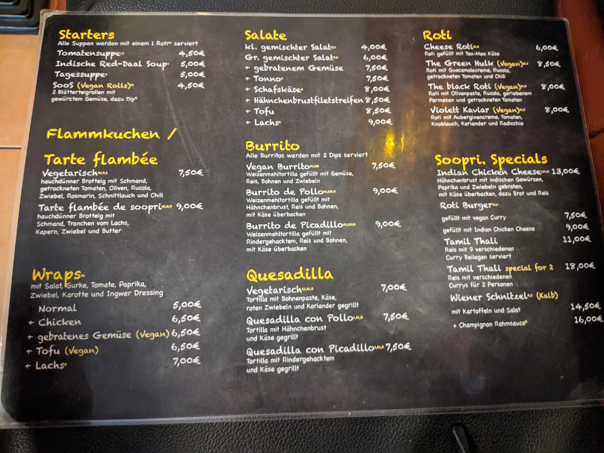 Speisekarte, soopri.