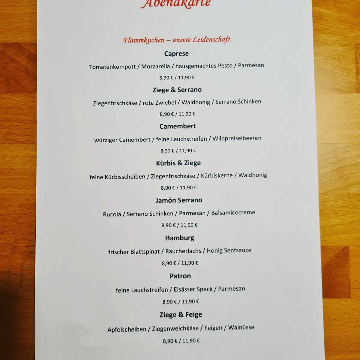 Speisekarte, Restaurant & Weinhandlung Marktwirtschaft