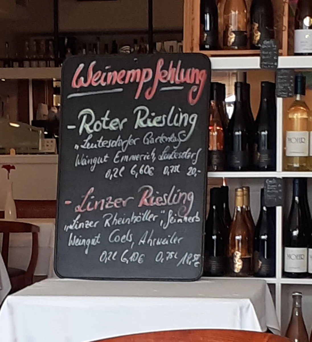 Speisekarte, Restaurant & Weinhandlung Marktwirtschaft