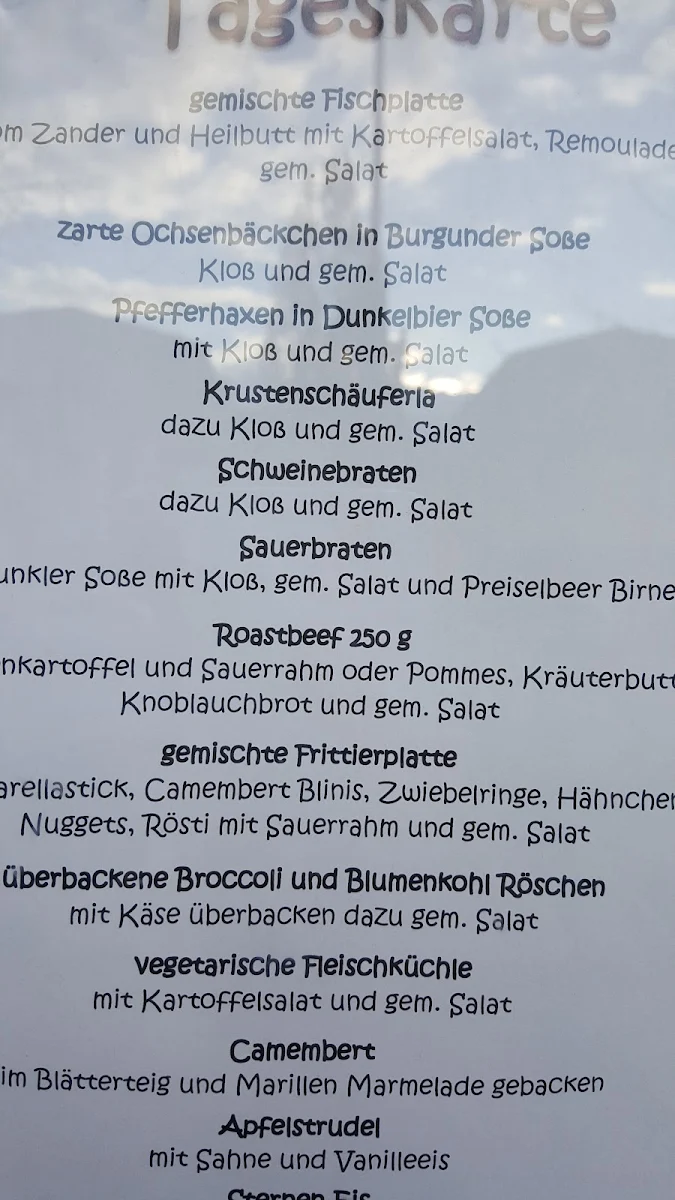 Speisekarte, Gasthof Zur Zeitenwende