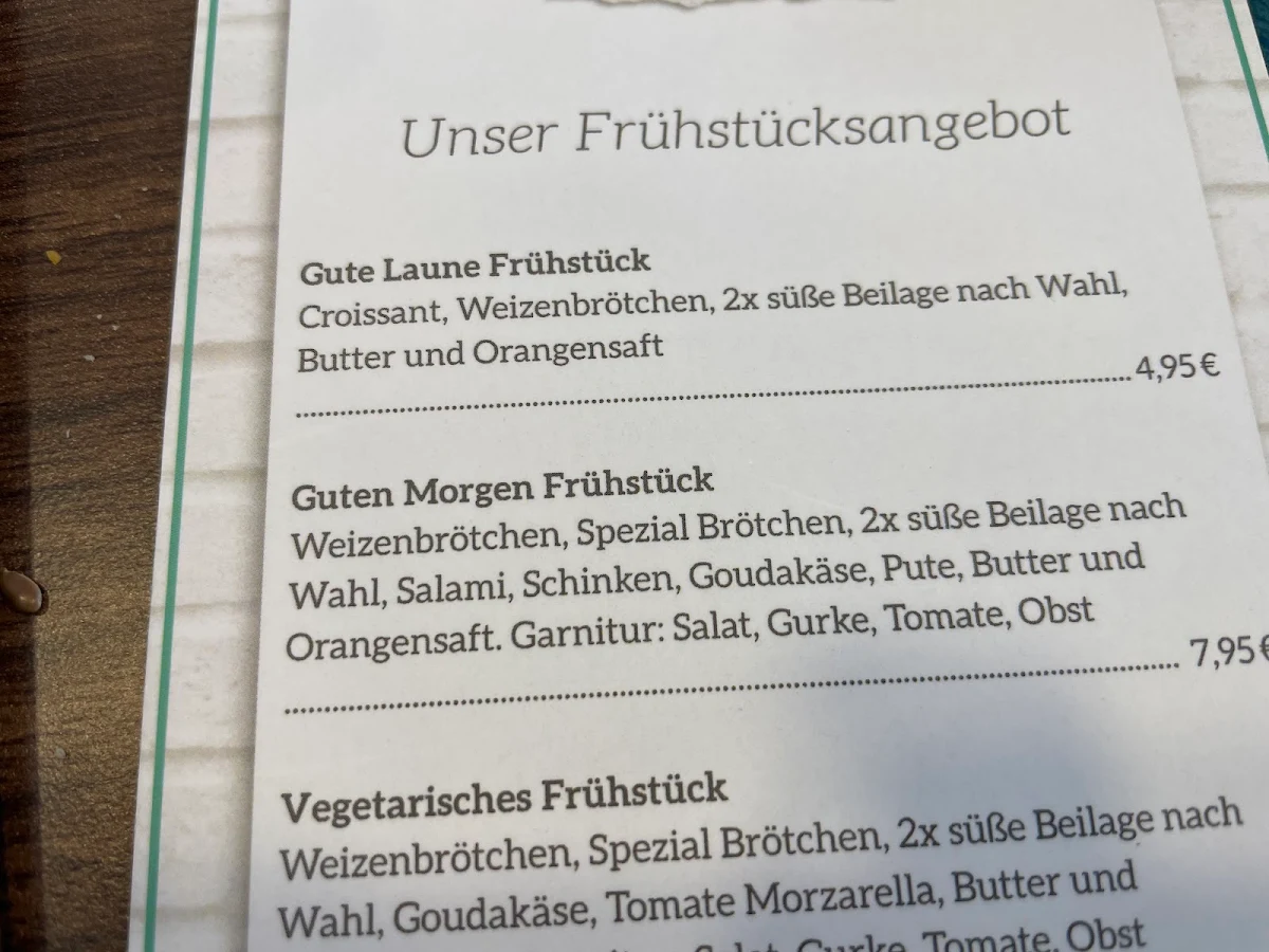 Speisekarte, Café Wilhelmshöhe / Bäckerei Döhne
