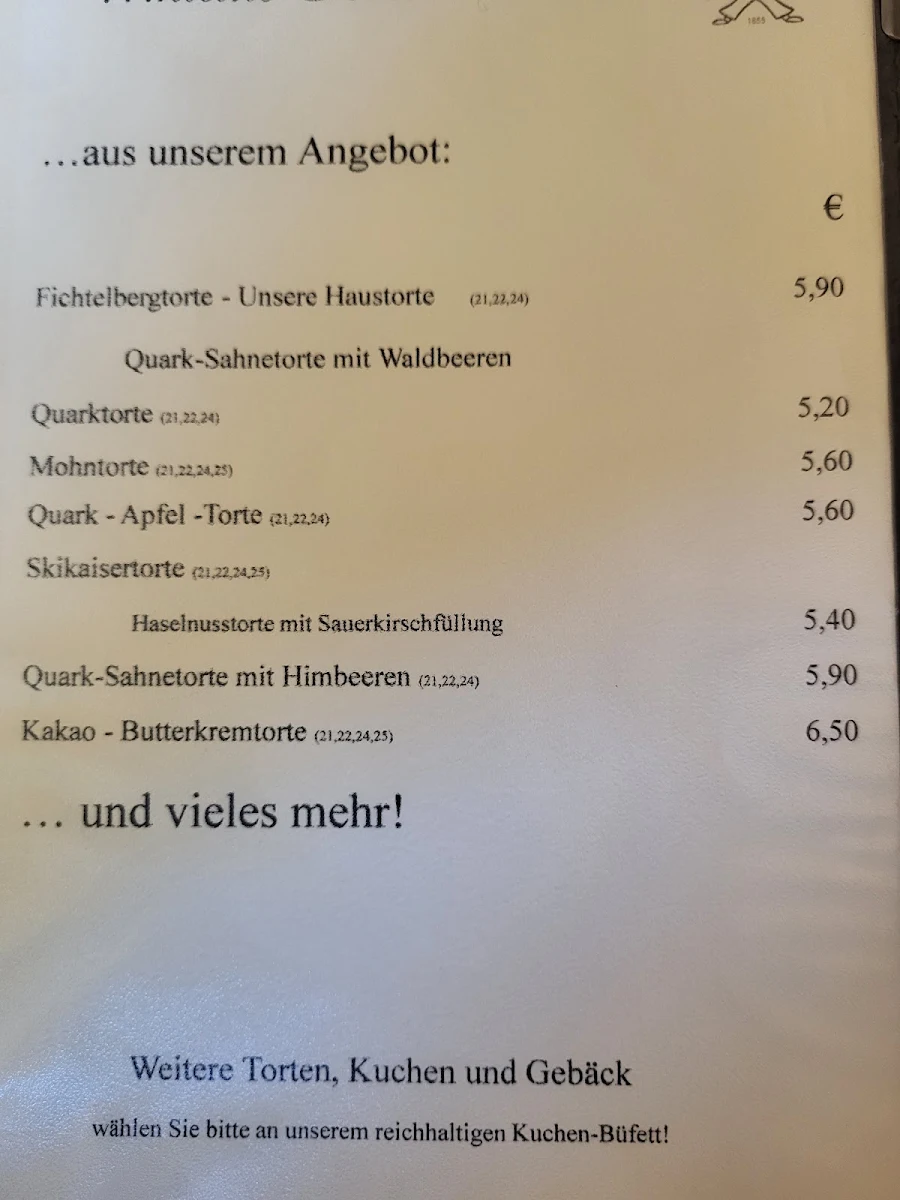 Speisekarte, Café Enderlein