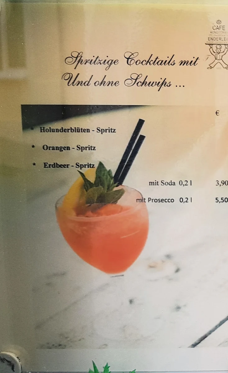 Speisekarte, Café Enderlein