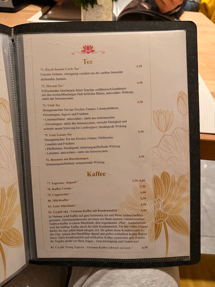 Speisekarte, Hoa Sen Vietnamesisches Restaurant