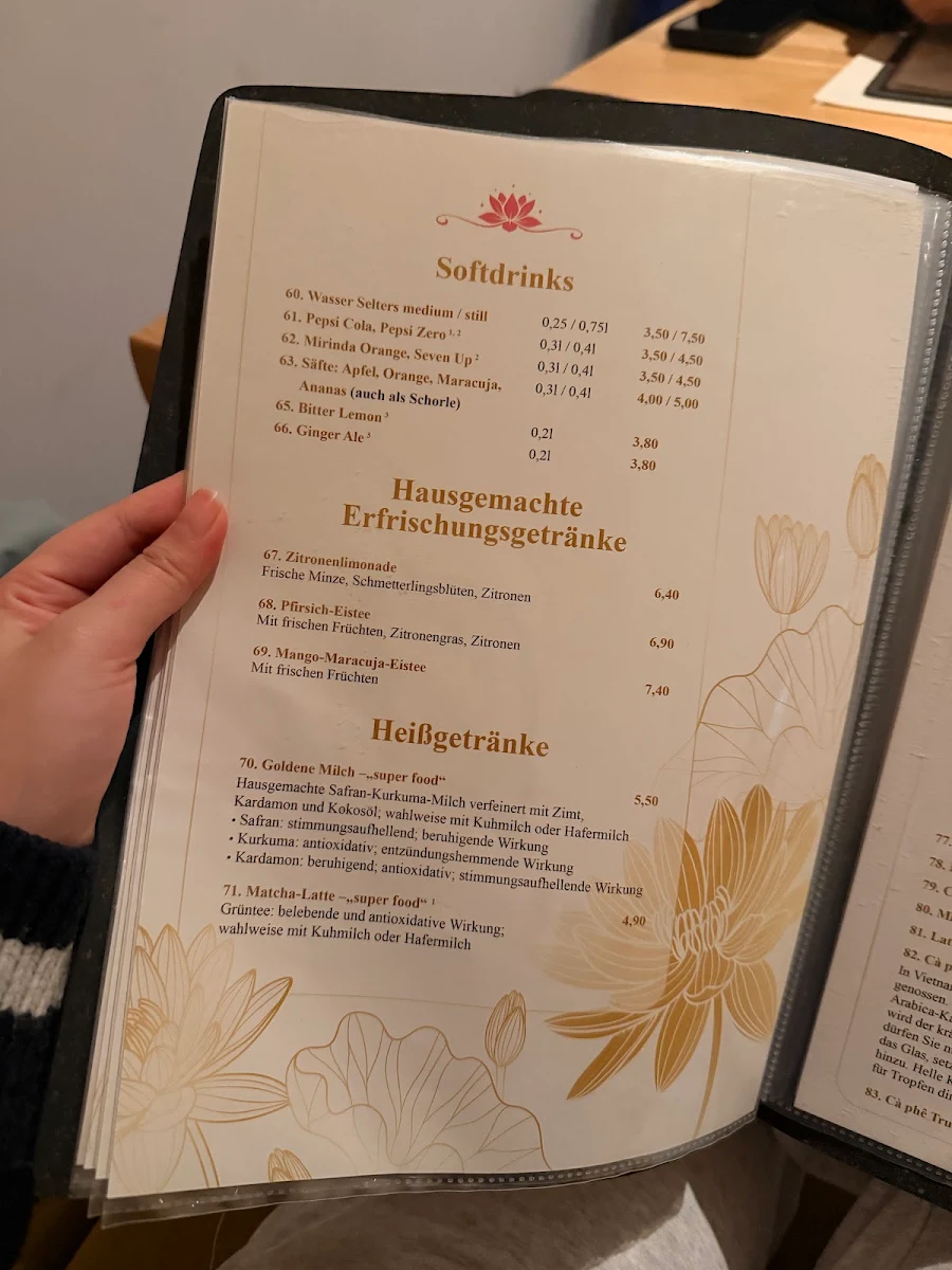 Speisekarte, Hoa Sen Vietnamesisches Restaurant
