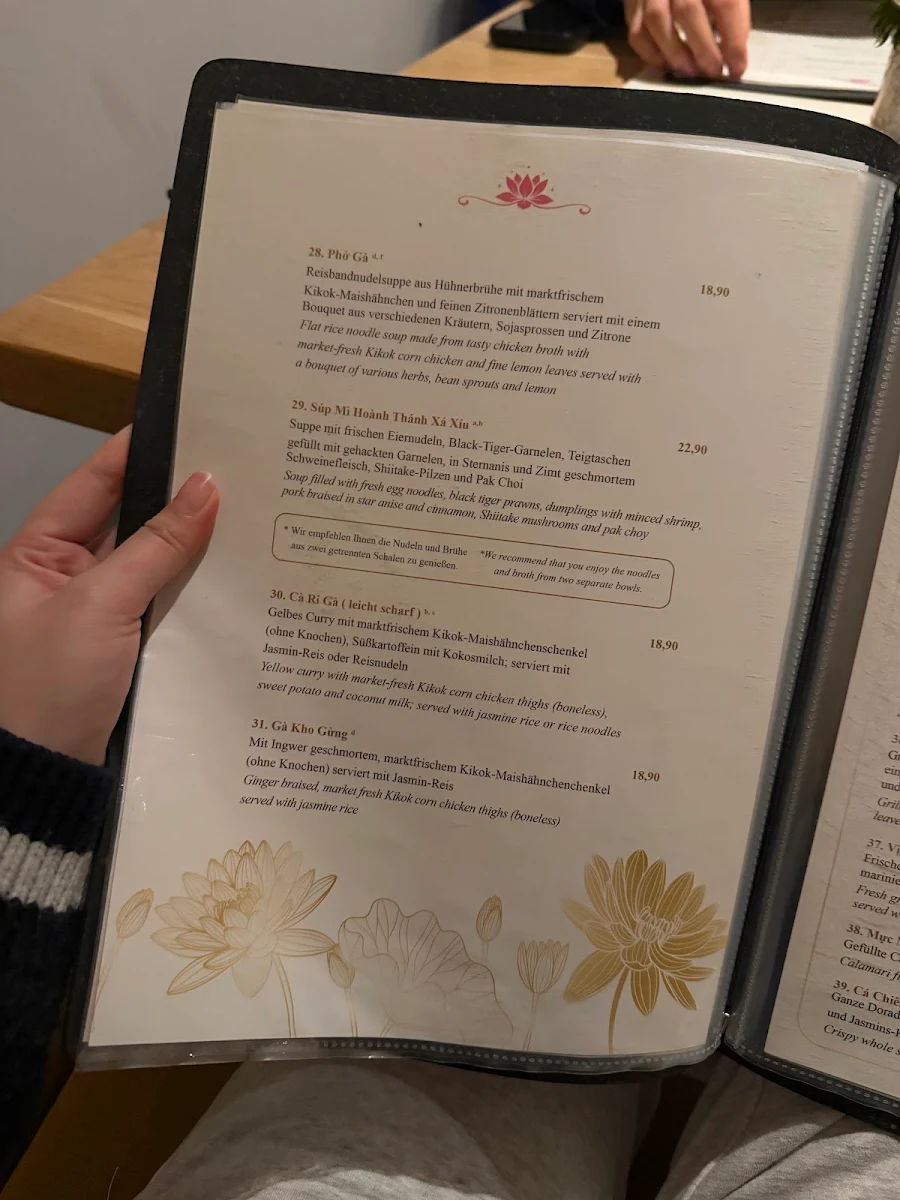 Speisekarte, Hoa Sen Vietnamesisches Restaurant