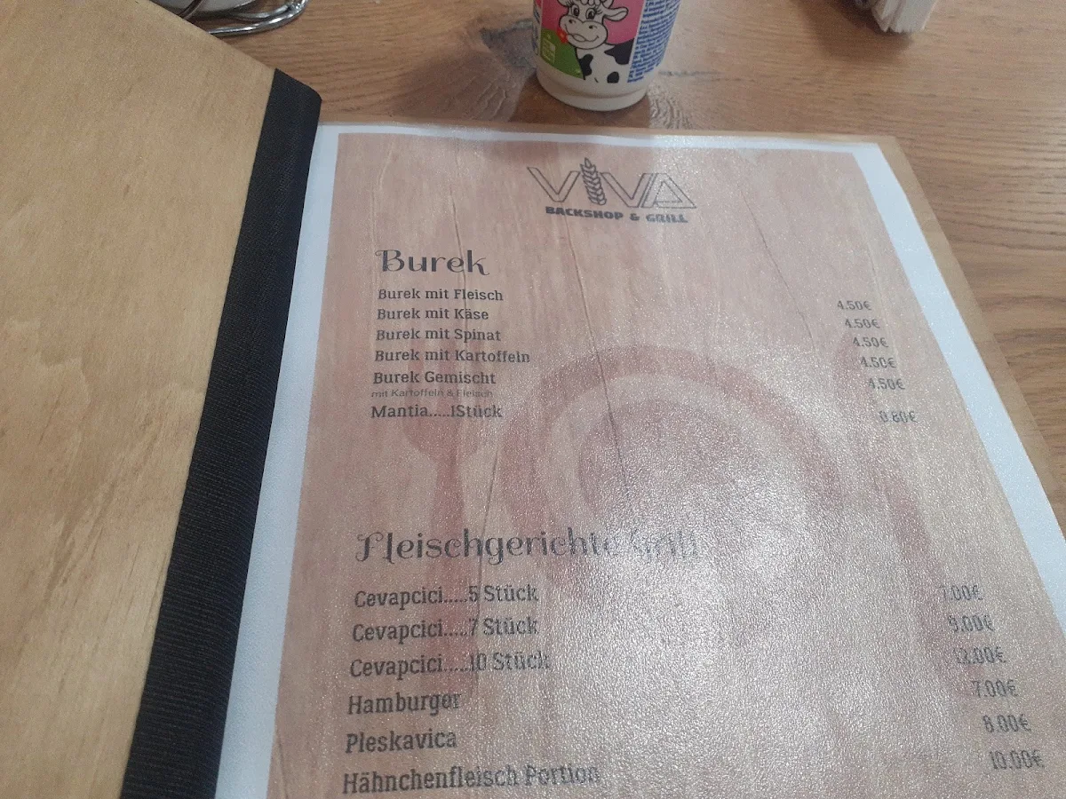 Speisekarte, VIVA Backshop & Grill
