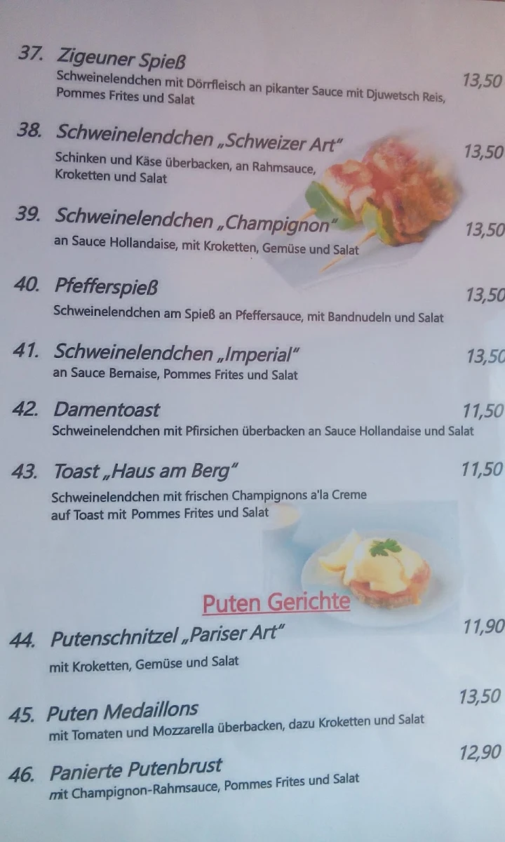 Speisekarte, Haus am Berg - Vlade Matic