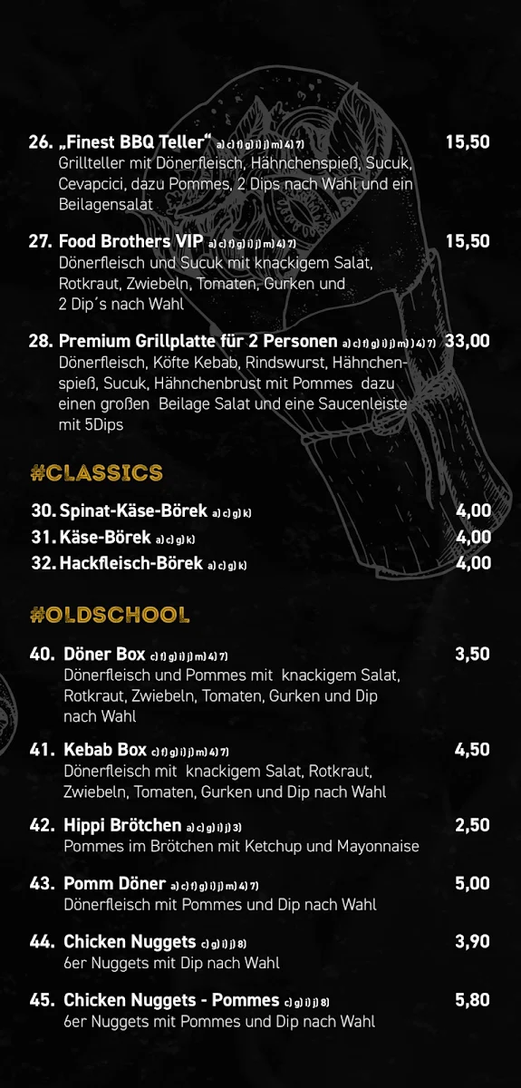Speisekarte, Domstadt Food Brothers