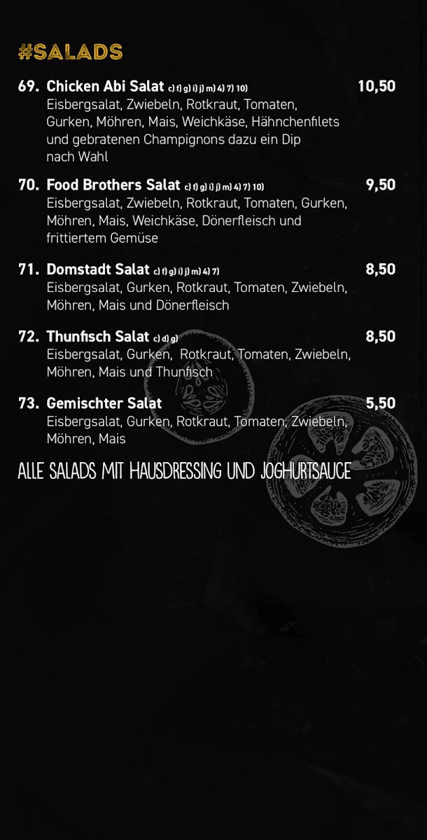 Speisekarte, Domstadt Food Brothers