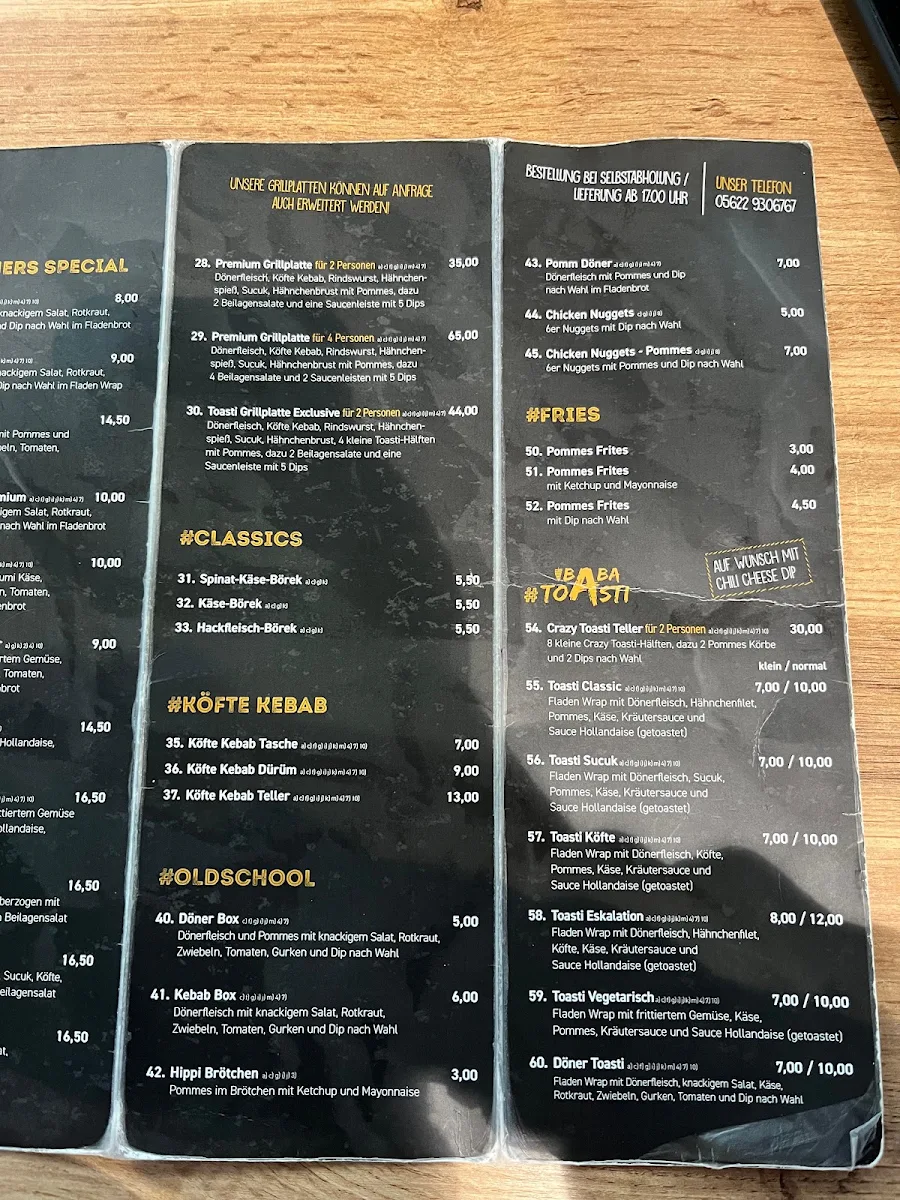 Speisekarte, Domstadt Food Brothers