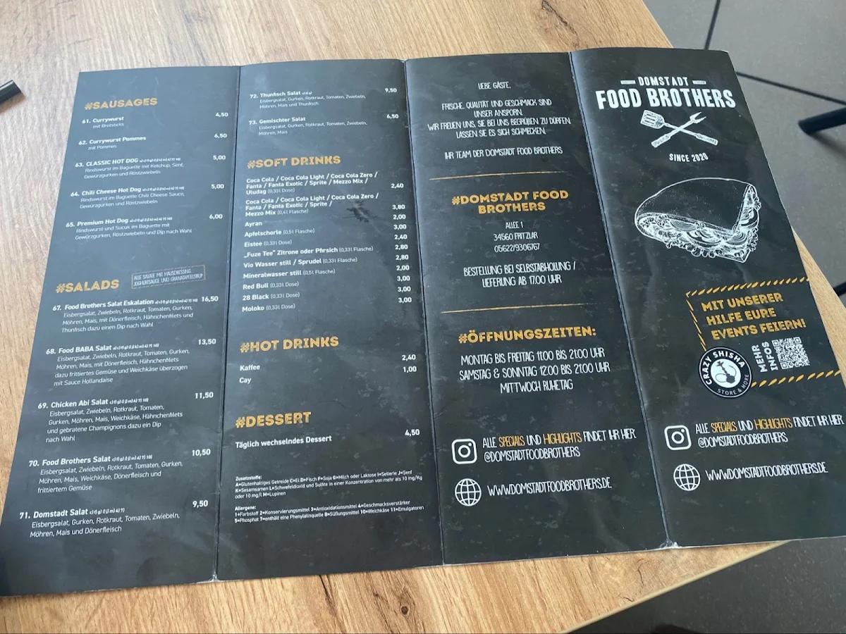 Speisekarte, Domstadt Food Brothers