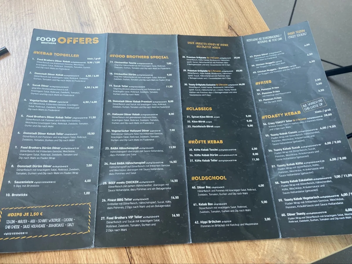 Speisekarte, Domstadt Food Brothers